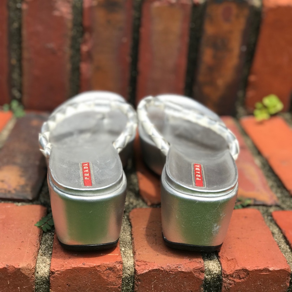 Prada Silver Wedge Sandal - Picture 4 of 5